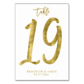 Wedding Table Numbers Gold Foil Effect Number 19 Kaart (Voorkant)