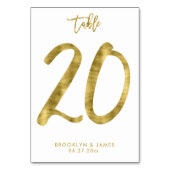 Wedding Table Numbers Gold Foil Effect Number 20 Kaart (Voorkant)