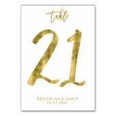 Wedding Table Numbers Gold Foil Effect Number 21 Kaart (Voorkant)
