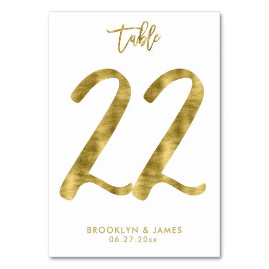 Wedding Table Numbers Gold Foil Effect Number 22 Kaart (Voorkant)