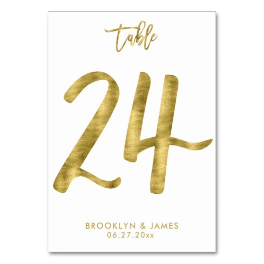 Wedding Table Numbers Gold Foil Effect Number 24 Kaart (Voorkant)
