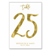 Wedding Table Numbers Gold Foil Effect Number 25 Kaart (Achterkant)