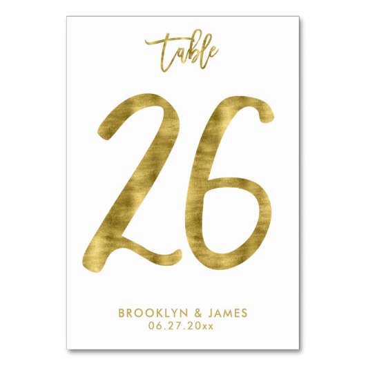 Wedding Table Numbers Gold Foil Effect Number 26 Kaart (Achterkant)