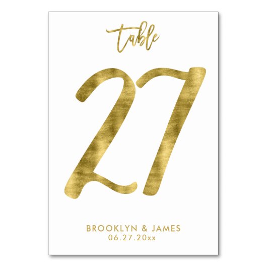 Wedding Table Numbers Gold Foil Effect Number 27 Kaart (Achterkant)