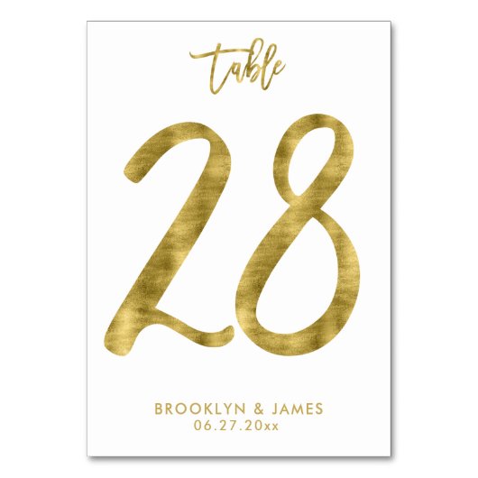 Wedding Table Numbers Gold Foil Effect Number 28 Kaart (Voorkant)