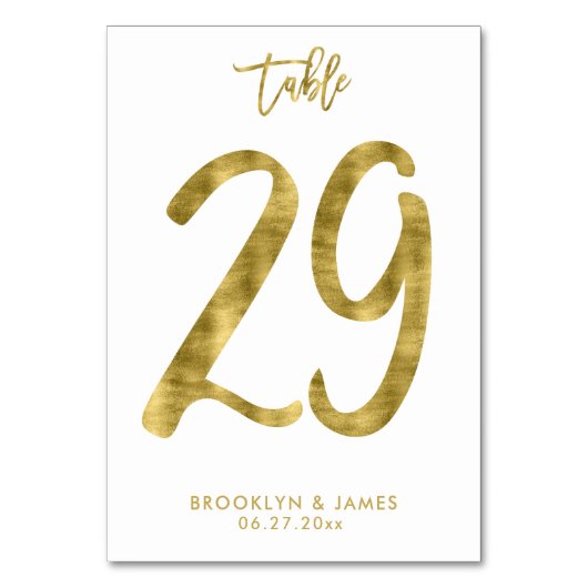 Wedding Table Numbers Gold Foil Effect Number 29 Kaart (Voorkant)