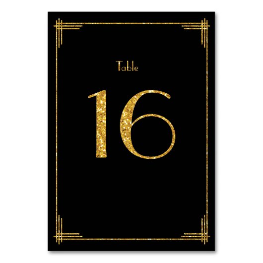 Wedding Table Numbers Gold Sequins Art Deco 16 Kaart (Achterkant)