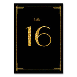 Wedding Table Numbers Gold Sequins Art Deco 16 Kaart