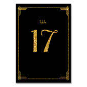 Wedding Table Numbers Gold Sequins Art Deco 17 Kaart (Achterkant)