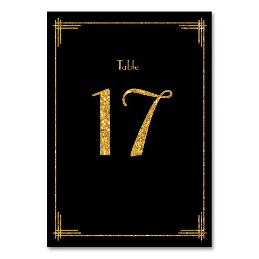 Wedding Table Numbers Gold Sequins Art Deco 17 Kaart (Voorkant)