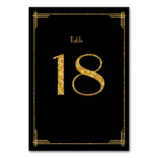 Wedding Table Numbers Gold Sequins Art Deco 18 Kaart (Achterkant)