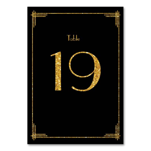 Wedding Table Numbers Gold Sequins Art Deco 19 Kaart (Voorkant)