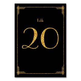 Wedding Table Numbers Gold Sequins Art Deco 20 Kaart