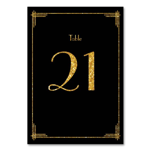 Wedding Table Numbers Gold Sequins Art Deco 21 Kaart (Voorkant)