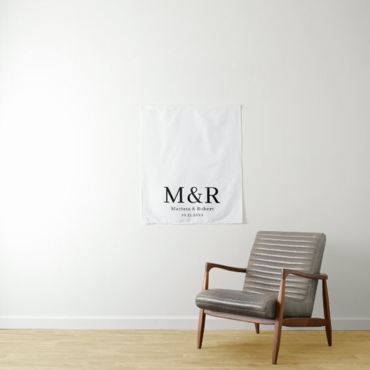 Wedding Table Runner Monogram Tapestry Banner Wandkleed (In situ)