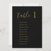 Wedding Table Seating Chart Cards | Gold on Black Kaart (Voorkant)