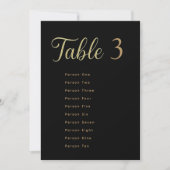 Wedding Table Seating Chart Cards | Gold on Black Kaart (Voorkant)