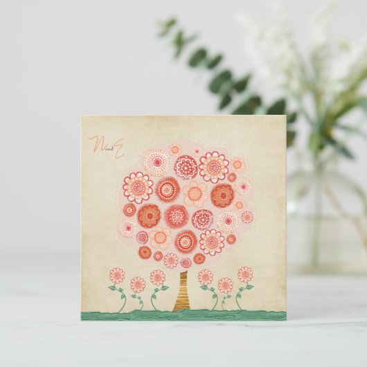 Wedding Tangerine Dream Persoonlijke Uitnodiging (Staand voorkant)