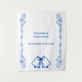 Wedding Tapestry Backdrop Blue Sapphire Bells Wandkleed