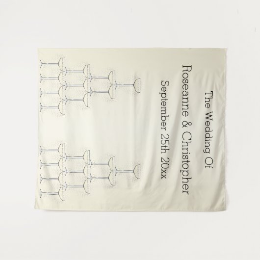 Wedding Tapestry Champagne Glasses Wandkleed (Voorkant (horizontaal))