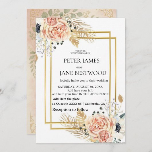 Wedding template simple  kaart (Voorkant / Achterkant)