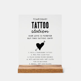 Wedding Temporary Tattoo Station Bar Instruction  Acryl Bord