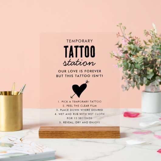 Wedding Temporary Tattoo Station Bar Instruction  Acryl Bord (Huwelijk)