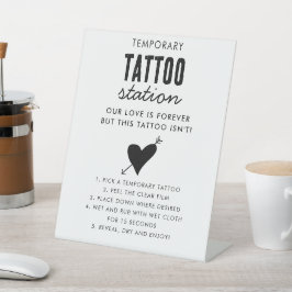 Wedding Temporary Tattoo Station Bar Instruction  Reclamebord Met Voetstuk
