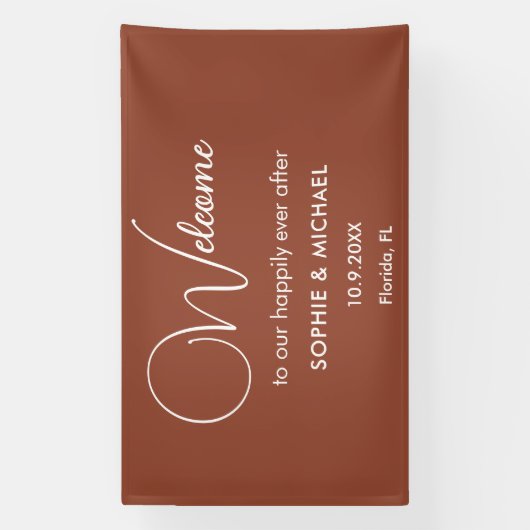 Wedding Terracotta Brown Welkom Spandoek (Verticaal)