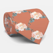 Wedding Terracotta Peony Floral Pattern Stropdas (Opgerold)