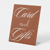 Wedding terracotta verbrande oranje kaart en gesch reclamebord met voetstuk (Voorkant)