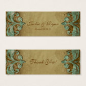 Wedding Thank You Card Bookmark Favor Verdigris Mini Visitekaartjes (Voorkant /achterkant)