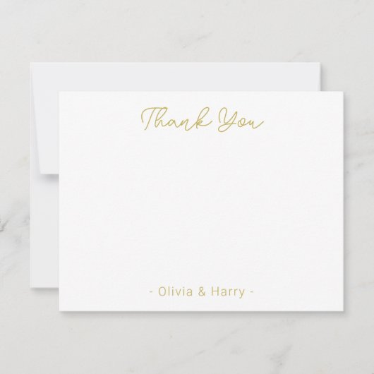 Wedding Thank You Chic Modern White Flat Note Card Notitiekaartje (Voorkant)