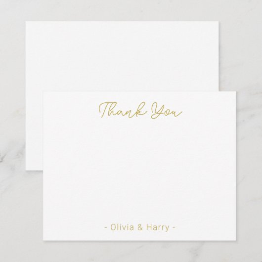 Wedding Thank You Chic Modern White Flat Note Card Notitiekaartje (Voorkant / Achterkant)