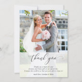 WEDDING THANK YOU Foto calligraphy chic overlay Bedankkaart (Voorkant)