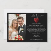 Wedding Thank You- Heart Shaped Red Roses Bedankkaart (Voorkant)
