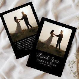 Wedding Thank You Message 2 Photographs Black  Bedankkaart
