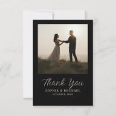 Wedding Thank You Message 2 Photographs Black  Bedankkaart (Voorkant)