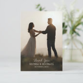Wedding Thank You Message 2 Photographs Minimal  Bedankkaart (Staand voorkant)