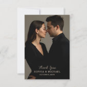 Wedding Thank You Message 2 Photos Elegant Black Bedankkaart (Voorkant)