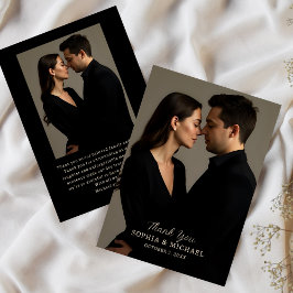 Wedding Thank You Message 2 Photos Elegant Black Bedankkaart