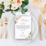Wedding Thank You Note, In Lieu Of Favor Cards Menu<br><div class="desc">Thank all of your friends and family with these wedding thank you notes! Design features delicate blush flowers and the most elegant script font. Edit directly on Zazzle with your thank you message,  names and wedding dates !</div>