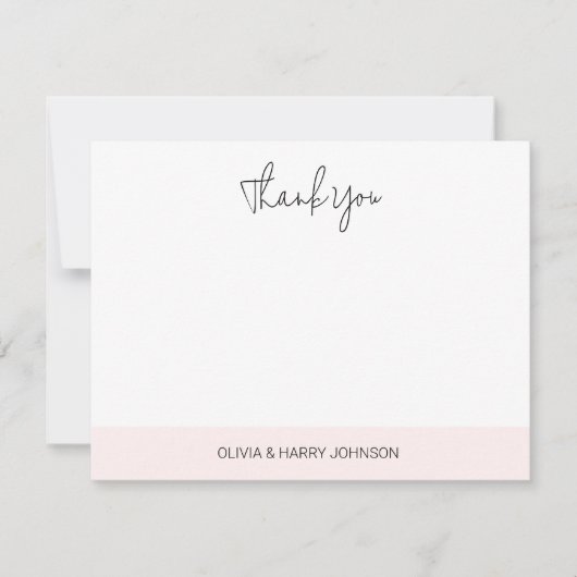 Wedding Thank You Pink White Flat Note Card Notitiekaartje (Voorkant)