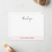 Wedding Thank You Pink White Flat Note Card Notitiekaartje (Voorkant / Achterkant in situ)