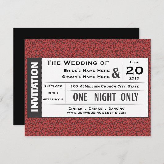 Wedding Ticket! Kaart (Voorkant / Achterkant)