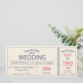 Wedding Ticket sparen de Datum aankondiging (Staand voorkant)