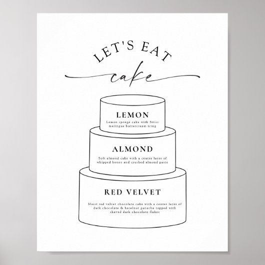 Wedding Tier Cake Layer Flavor Descriptions Sign Poster (Voorkant)