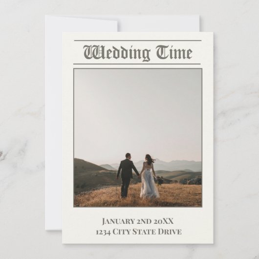 Wedding Time Newspaper - Uitnodiging Herinnering K (Voorkant)