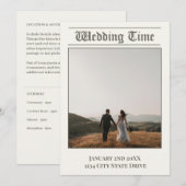 Wedding Time Newspaper - Uitnodiging Herinnering K (Voorkant / Achterkant)