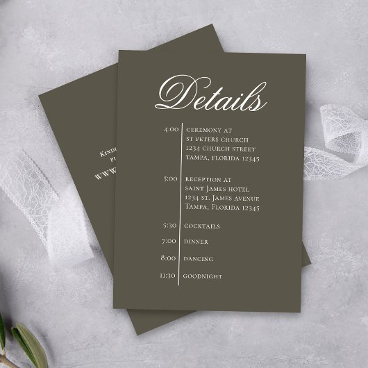 Wedding Timeline Details Simple RSVP Informatiekaartje